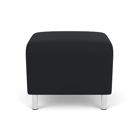 Lesro Siena Lounge Reception 1 Seat Bench, Brushed Steel, MD Black Upholstery SN1001